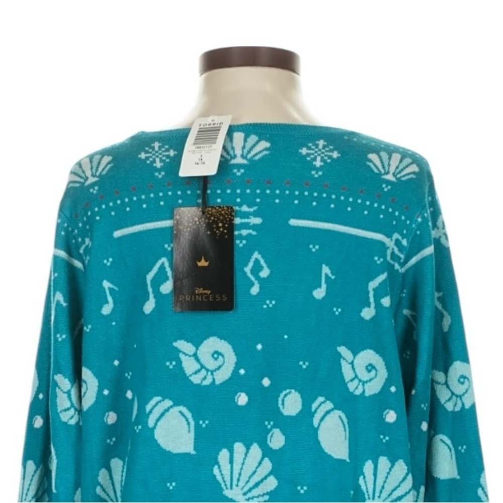 Torrid Disney Princess Ariel Fair Isle Sweater Little Mermaid NWT 1X 14/16 Knit - Picture 4 of 9